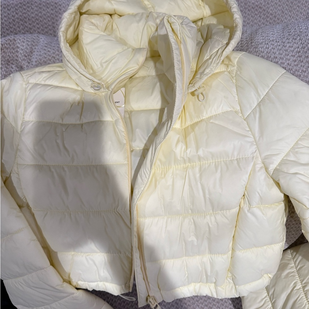 Zara Water-Repellent Light Yellow Puffer Jacket
